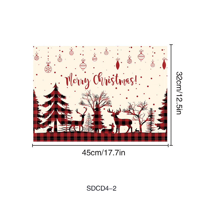 Christmas Plaid Placemat – Polyester Fabric Holiday Table Mat