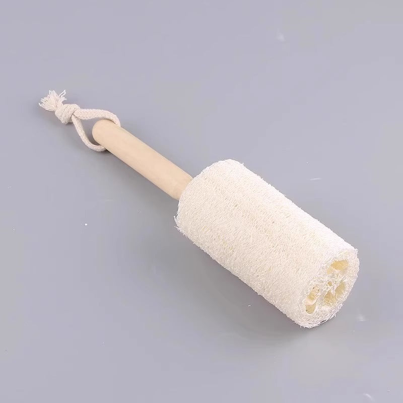 Natural Loofah Body Brush – Wooden Handle Bath Shower Brush for Skin Cleaning & Body Care