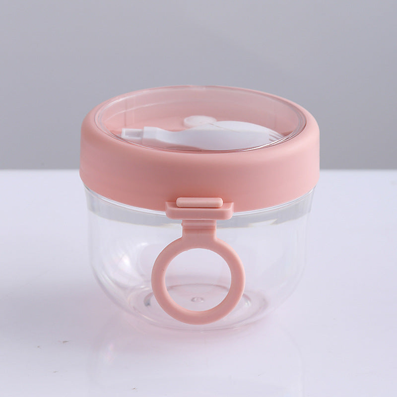 Portable Breakfast Oatmeal Cup with Spoon – 600ml Thickened PC Cereal Container with Lid & Handle for Yogurt, Fruit and Snacks