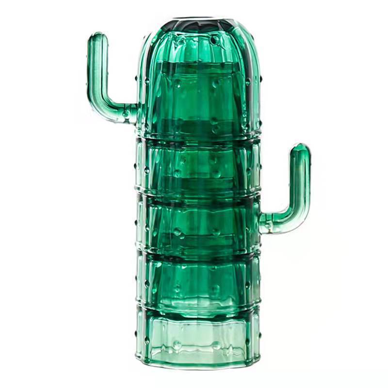 Stackable Cactus Glass Cup Set – Drinking Glasses for Water, Tea & Milk
