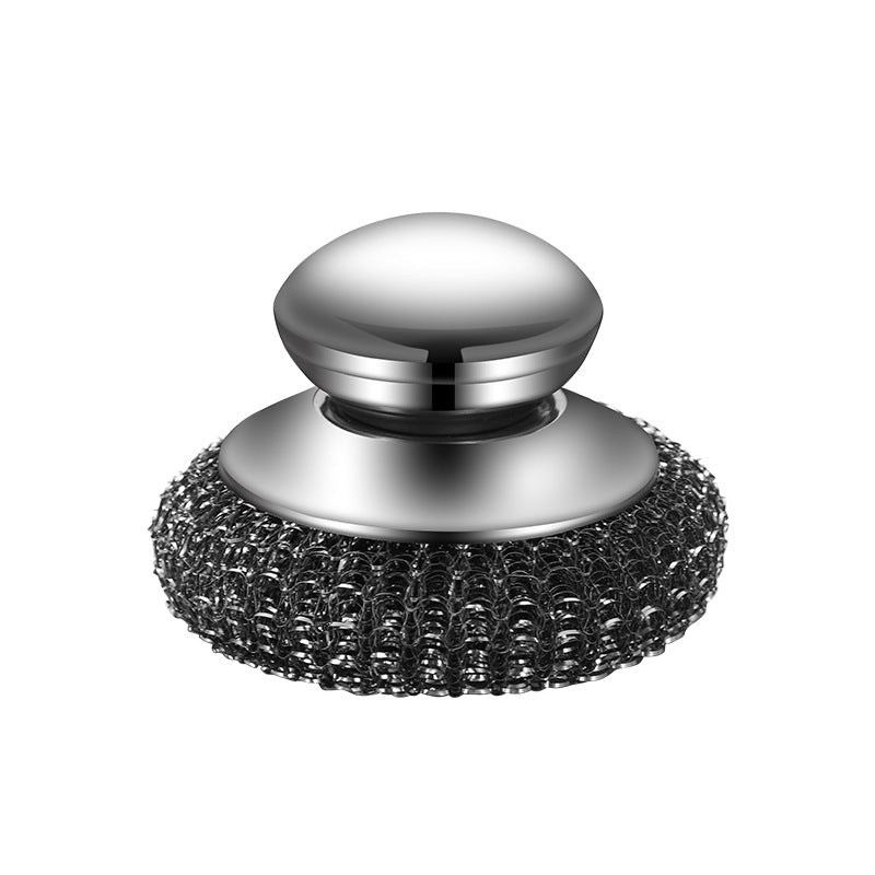 Stainless Steel Pot Scrubber with Replaceable Head, Detachable Kitchen Cleaning Brush for Heavy-Duty Scrubbing, Cast Iron Skillets, Pans, and Grease Removal