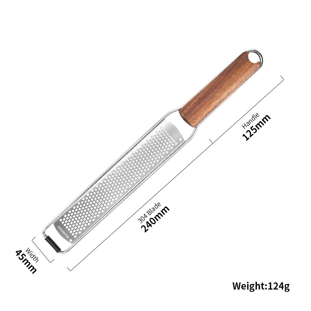 Stainless Steel Cheese Peeler with Ergonomic Wood Handle, Professional Paring & Peeling Tool for Cheese, Chocolate, Vegetables, and Fruit