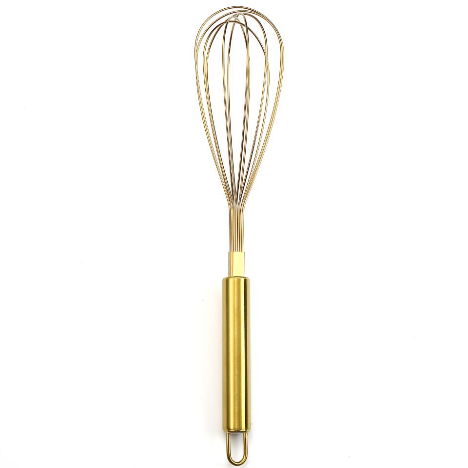 Gold Stainless Steel Balloon Whisk, Titanium Gold Plated Kitchen Wire Whisk
