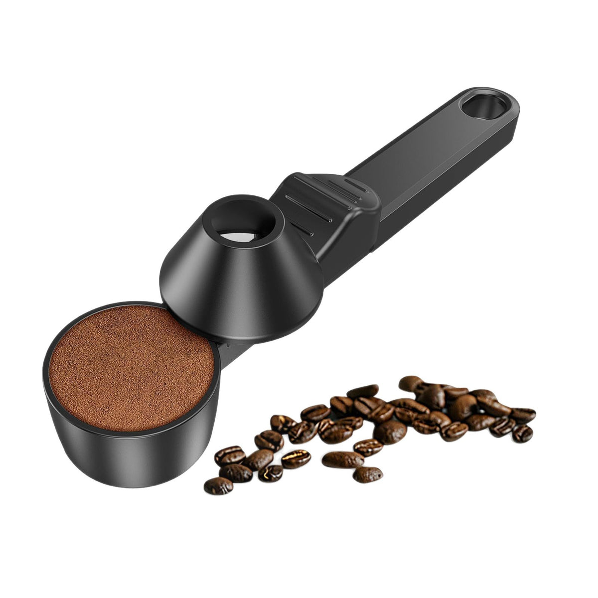 3‑in‑1 Coffee Scoop – Multi‑Function Plastic Measuring Spoon with Funnel & Coffee Leveler for Ground Coffee