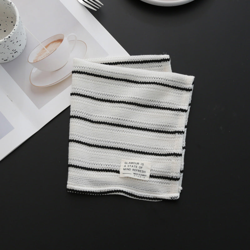 38 × 45 cm Striped Fabric Table Napkin – Soft Black & White Dining Cloth for Café, Restaurant, Kitchen, Breakfast & Home Table Setting
