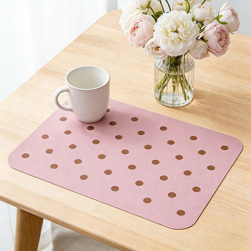 Polka Dot Leather Placemat – Rectangular Table Mat for Dining, Kitchen, Coffee Tables & Home Decor