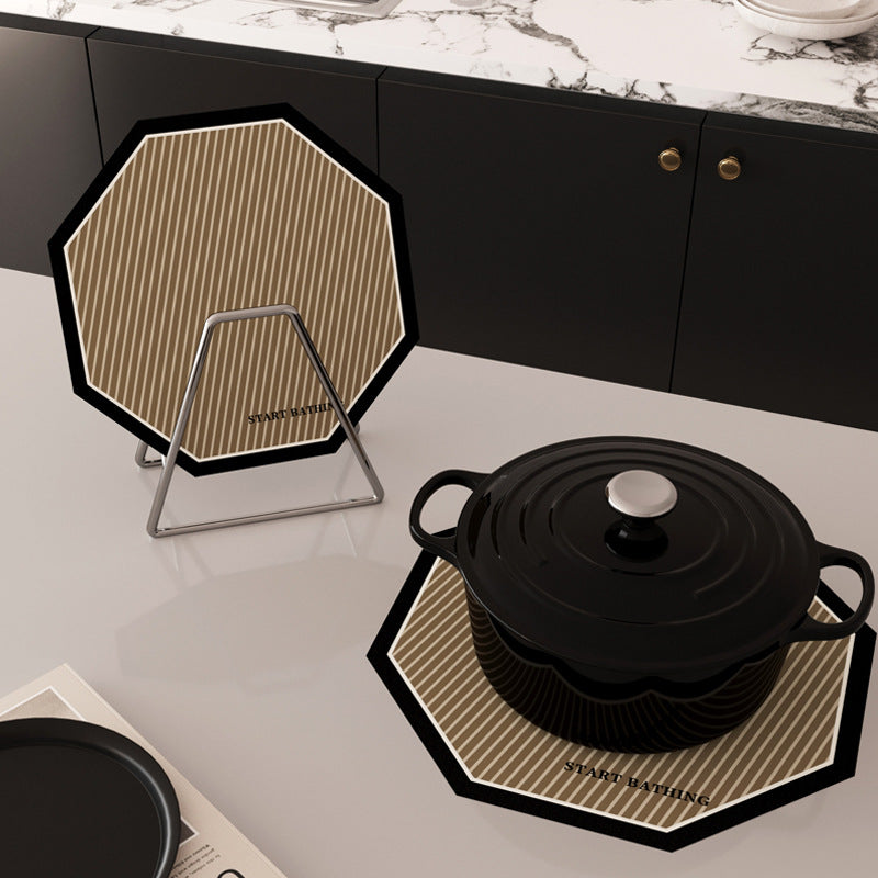 20CM  Octagonal Heat Resistant Pot Trivet – Modern Stripe Kitchen Hot Pad for Pots, Pans & Dining Table Protection