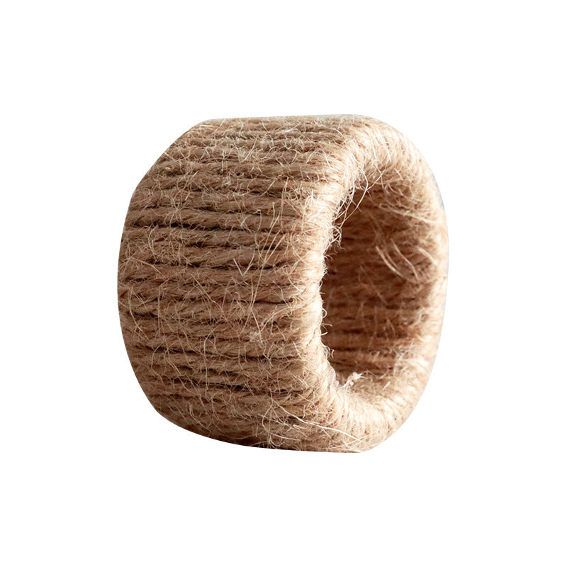 Handwoven Linen Napkin Ring, Rustic Rope Table Decor