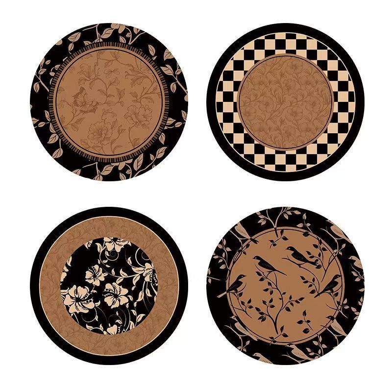 Round Rubber Placemat Set – Vintage Floral Table Mat Set