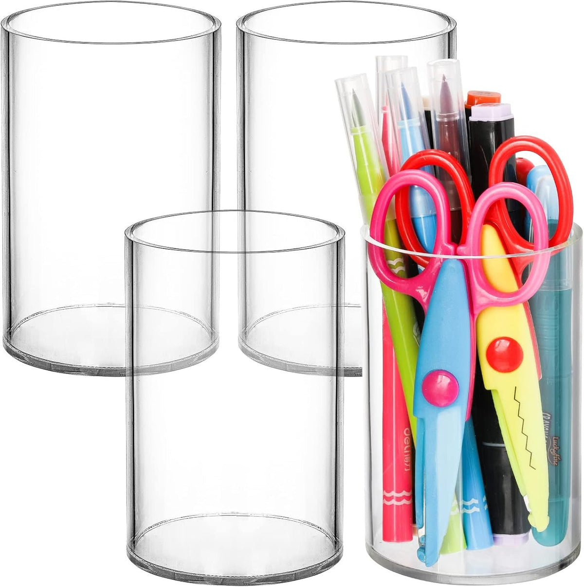 Clear Acrylic Pen Holder, Multifunction Desk Organizer