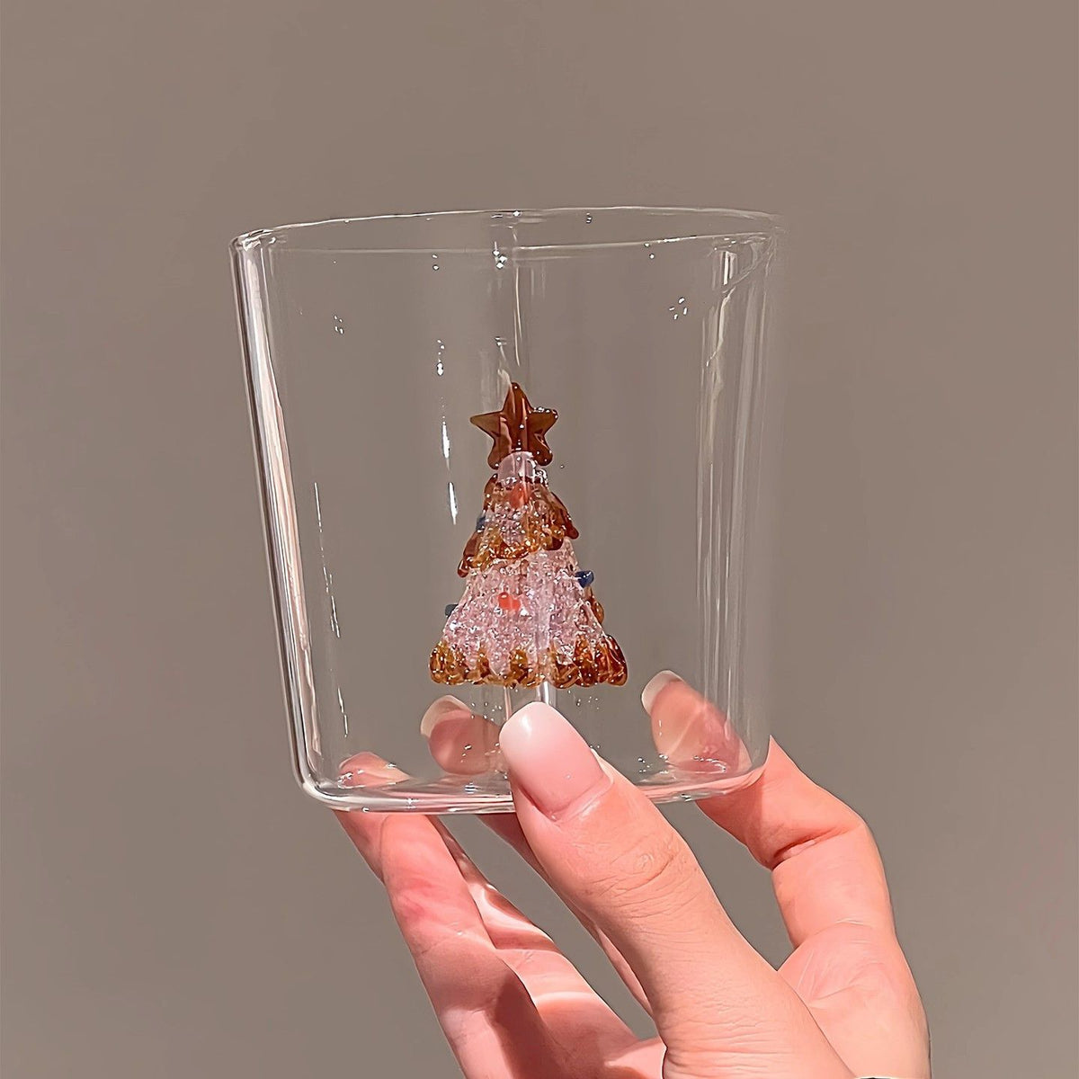 Christmas Tree Glass Tumbler, Clear Drinking Glass Cup