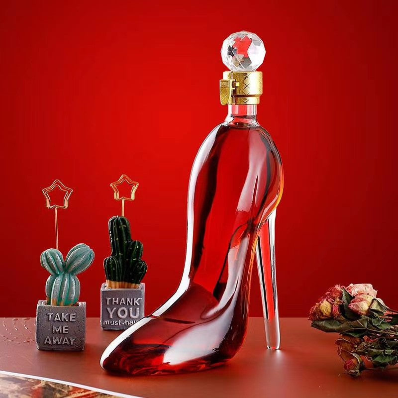 High Heel Glass Decanter – Hand-Blown Decorative Liquor Bottle