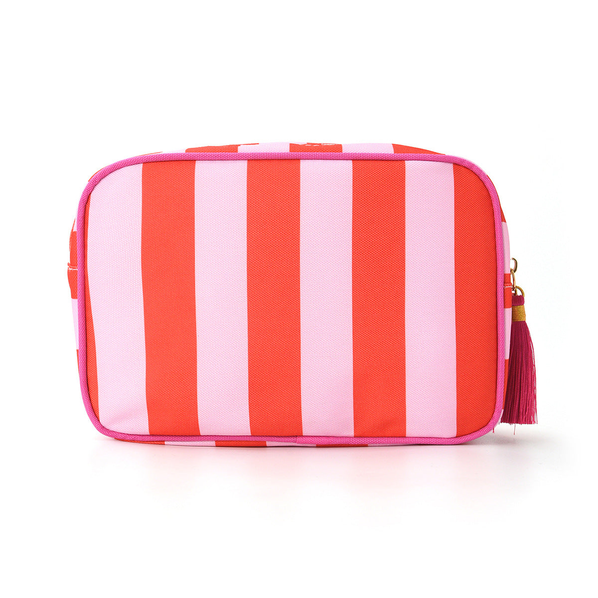 Striped Tassel Cosmetic Bag – Waterproof Travel Toiletry Organizer