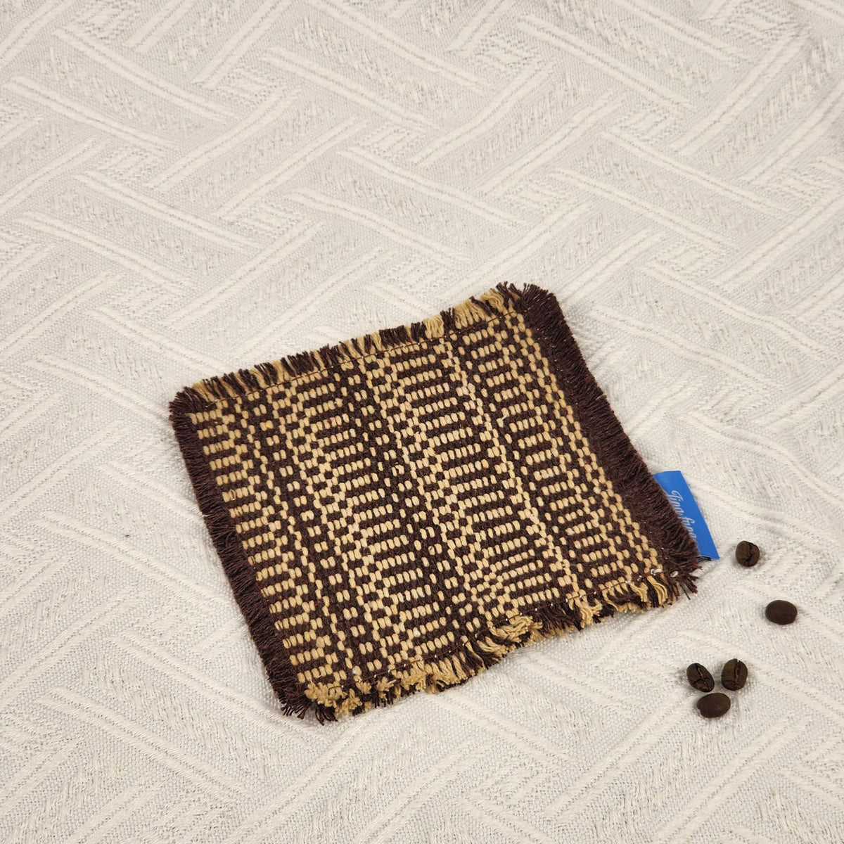 Cotton Woven Coaster  – Handmade Fabric Drink Coasters, Rustic Table Decor Pads for Coffee Cups & Home Decoration