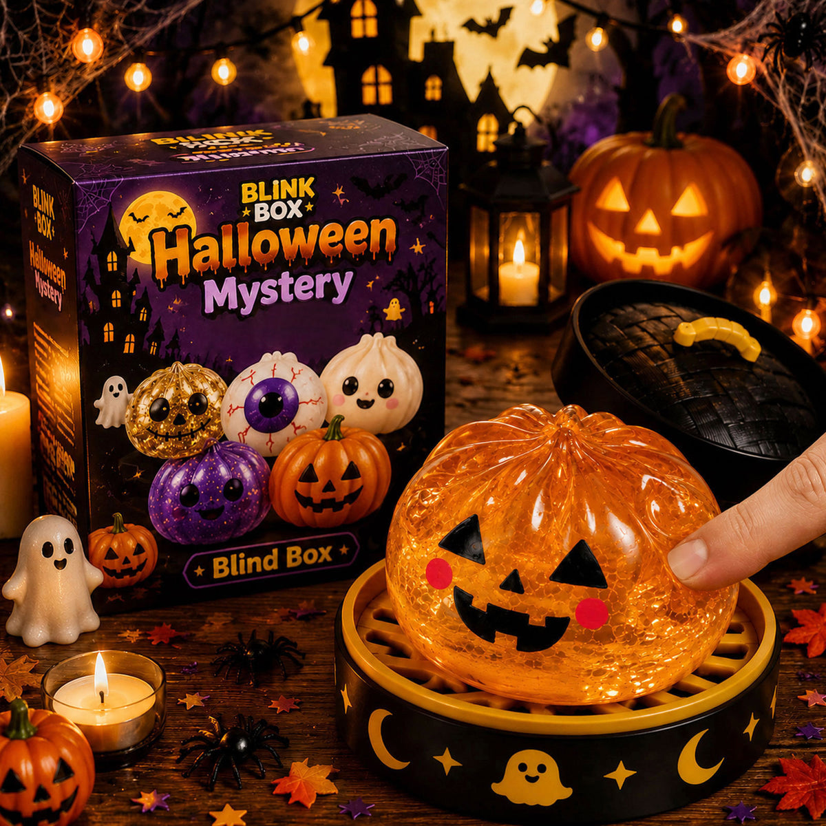 Halloween Squishy Toys – 5 Styles Glitter Pumpkin Ghost Eyeball Slow Rising Sensory Fidget Toys for Kids Party Favors & Gifts