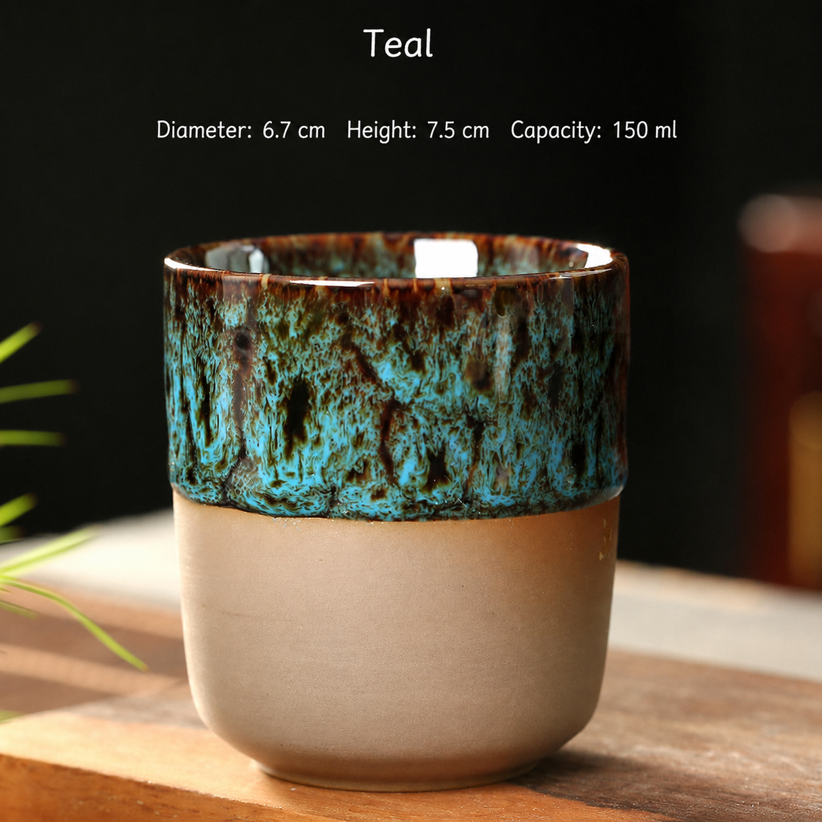 150ml Reactive Glaze Ceramic Cup – Handleless Tea & Coffee Tumbler for Espresso, Sake, Café, Restaurant, Office & Home Drinkware