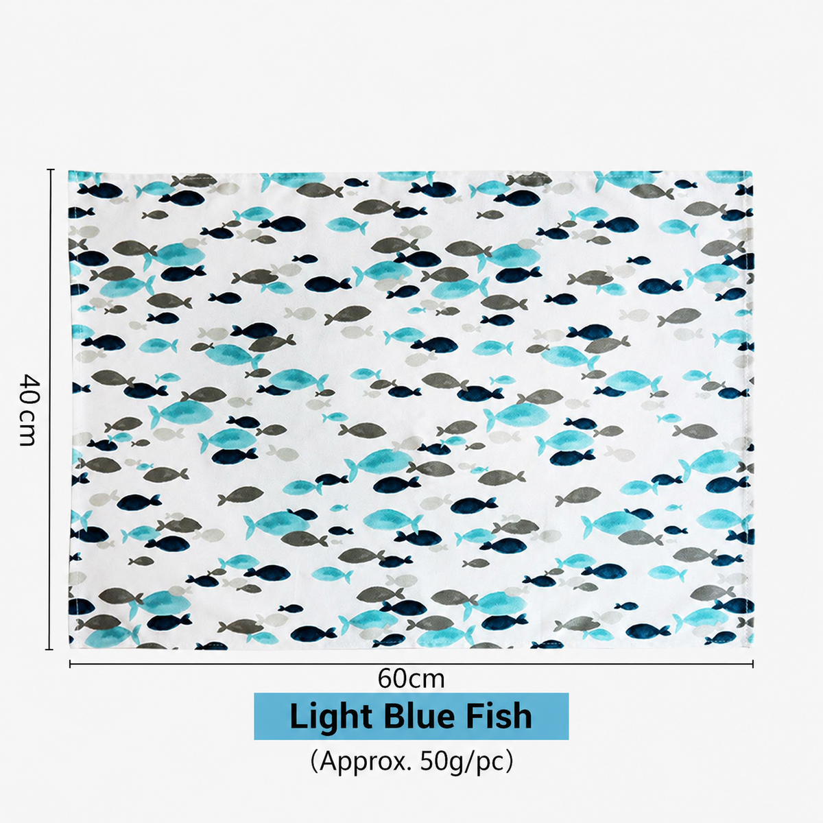 Mediterranean Blue Fish Print Napkin, Kitchen Tea Towel & Home Textile