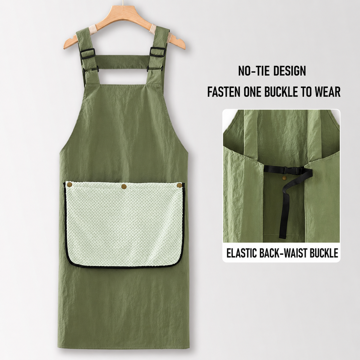 Adjustable Cross Back Apron with Pocket – Polyester Kitchen Apron for Women, Lightweight Work Apron for Cooking, Baking, Gardening & Crafts