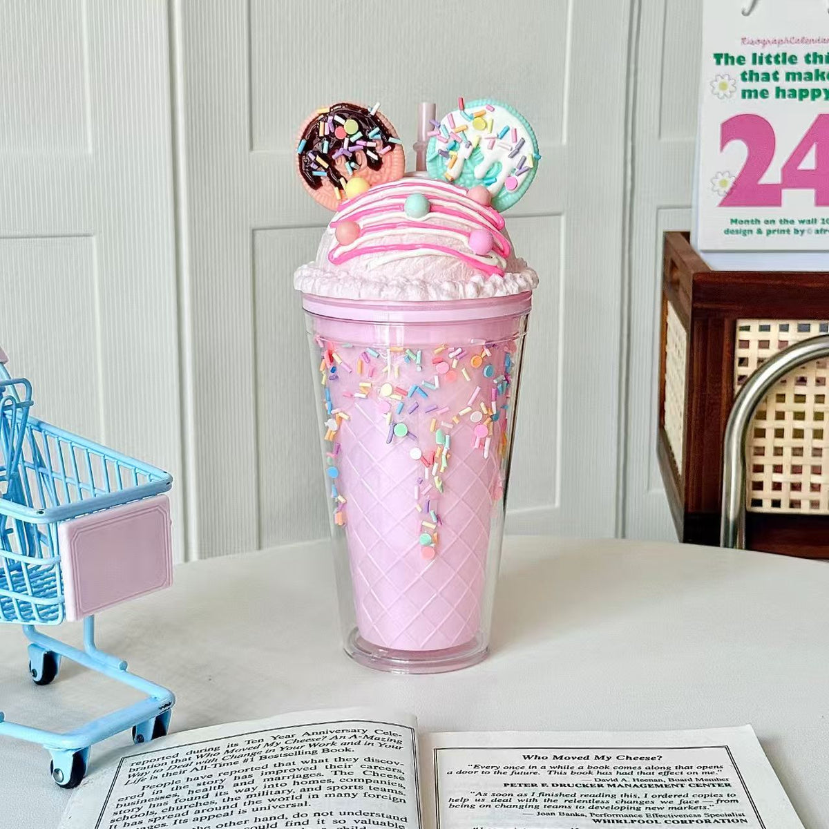 Mickey-Inspired Cute Ice Crush Double Wall Straw Cup – 30oz Summer Portable Plastic Tumbler for Home & Office