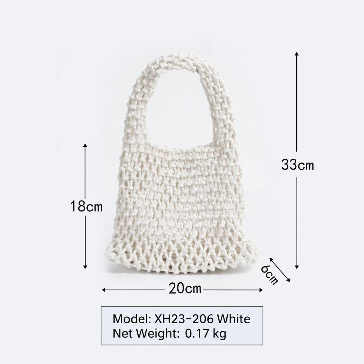 Cotton Rope Crochet Tote Bag – Handmade Woven Shoulder Bag with Inner Lining for Beach, Shopping, Summer & Everyday Use