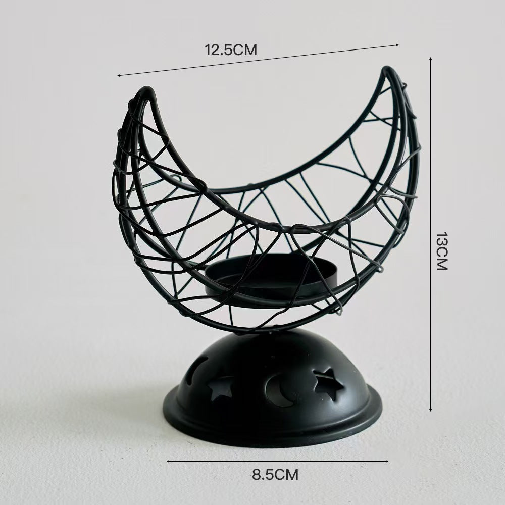 Crescent Moon Metal Incense Burner, Iron Decor Piece