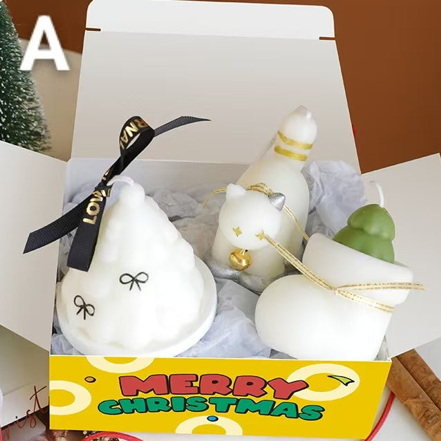 Hand Painted Christmas Candle Gift Set
