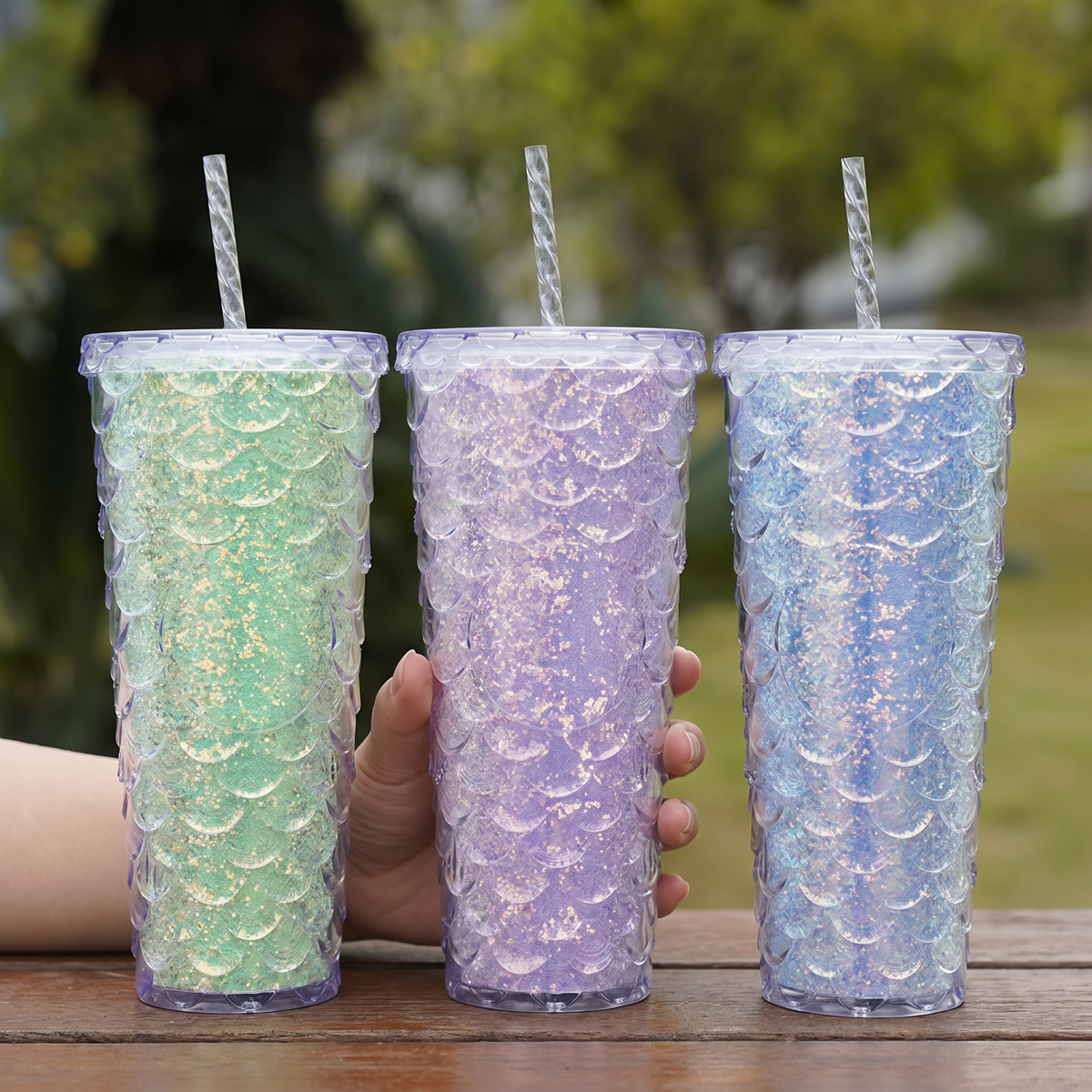 710ml Fish Scale Texture Water Cup – Modern Large Capacity AS Plastic Summer Tumbler Stylish Drinkware