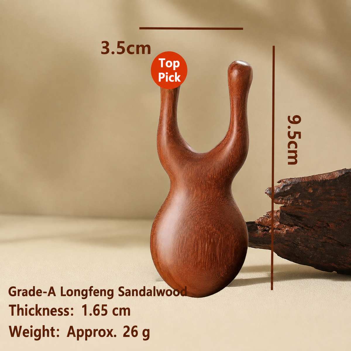 Wooden U-Shaped Neck Massage Tool – Sandalwood Trigger Point Massager for Neck & Shoulder Relief