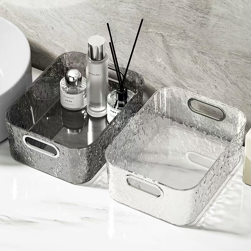Wave Texture Vanity Organizer Box, Large Capacity Desktop Makeup Storage Case for Cosmetics & Skincare