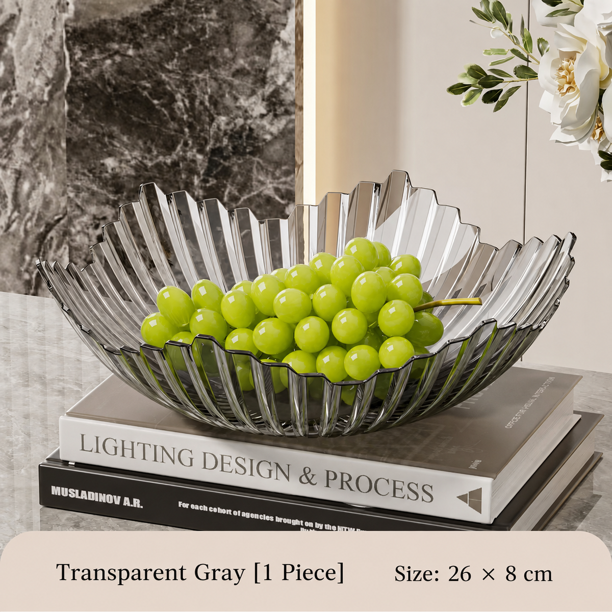 Modern PET Fruit Bowl – Wave Edge Decorative Serving Bowl for Fruits, Desserts and Home Decoration