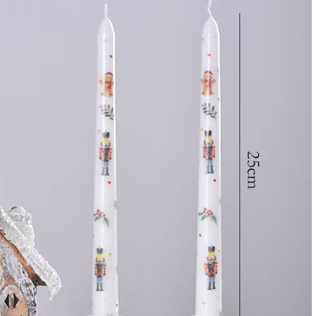 Christmas Pattern Taper Candles 25cm – Set of 2