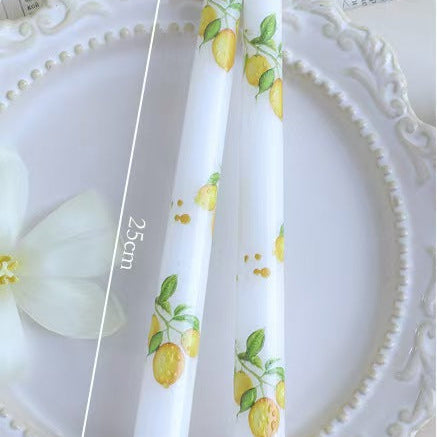 25cm Fruit Print Taper Candle – Set of 2