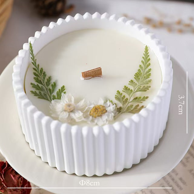 Dried Flower Candle in Plaster Cup