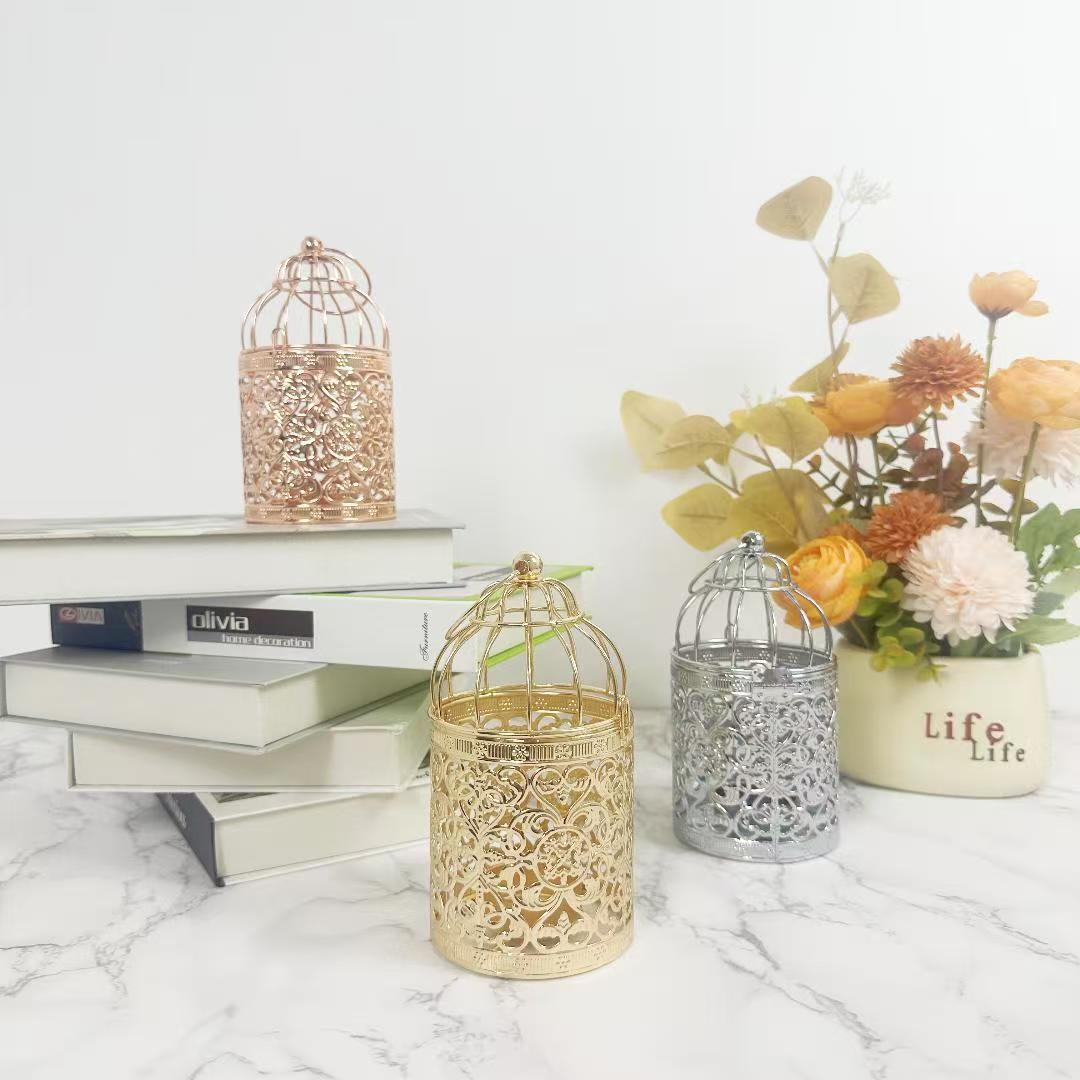 Electroplated Metal Birdcage Candleholder Creative Decor