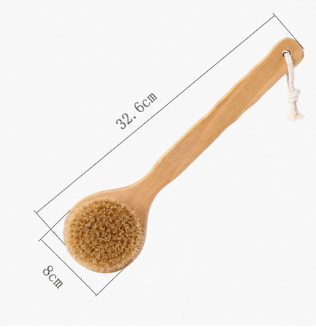 Natural Wooden Bath Brush with Boar Bristles – Long Handle Body Brush for Shower, Exfoliating & Pet Grooming