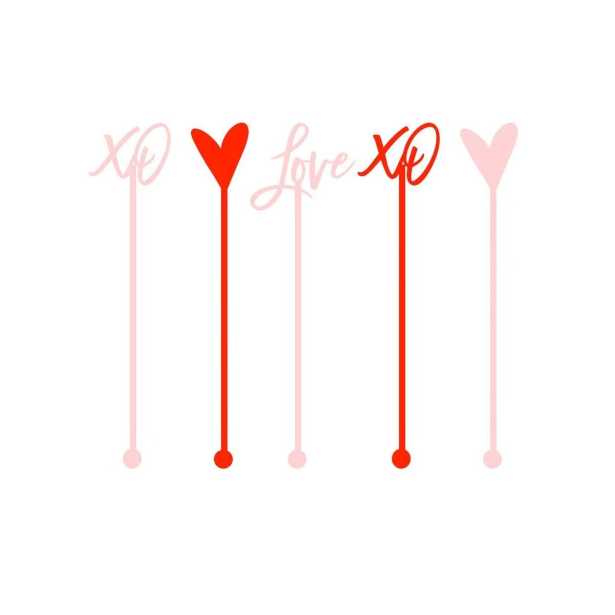 5pcs Heart Shape Cocktail Stirrer Set