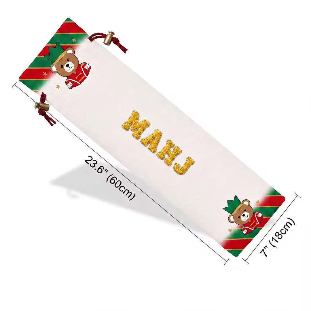 Christmas Tree Pattern Mahjong Storage Bag – Drawstring Velvet Pouch for Mahjong Racks, Game Accessories & Holiday Gift