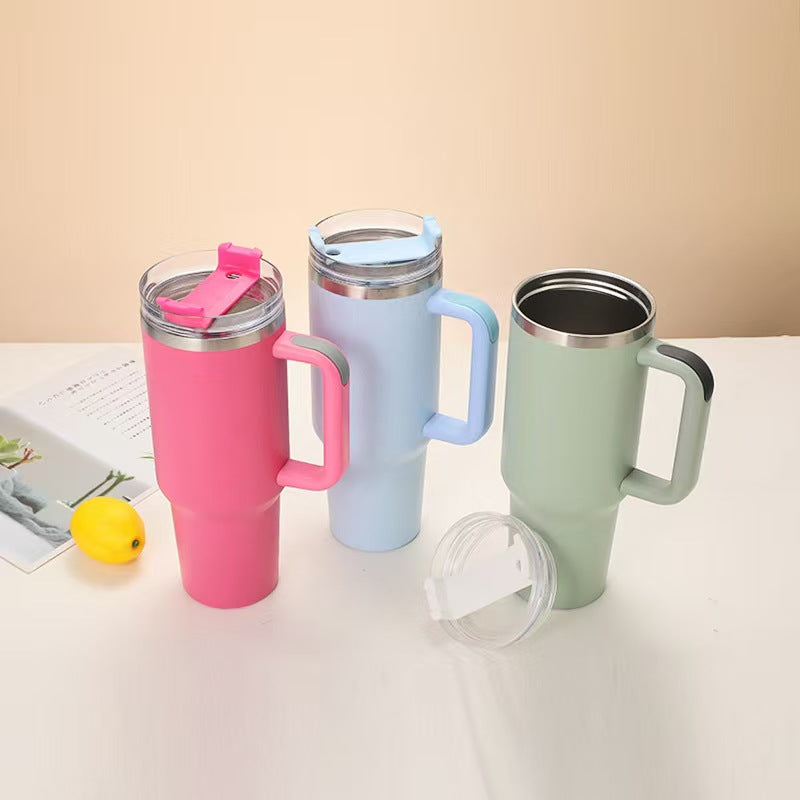 40oz Stainless Steel Insulated Travel Tumbler with Handle – Double Wall Vacuum Portable Mug