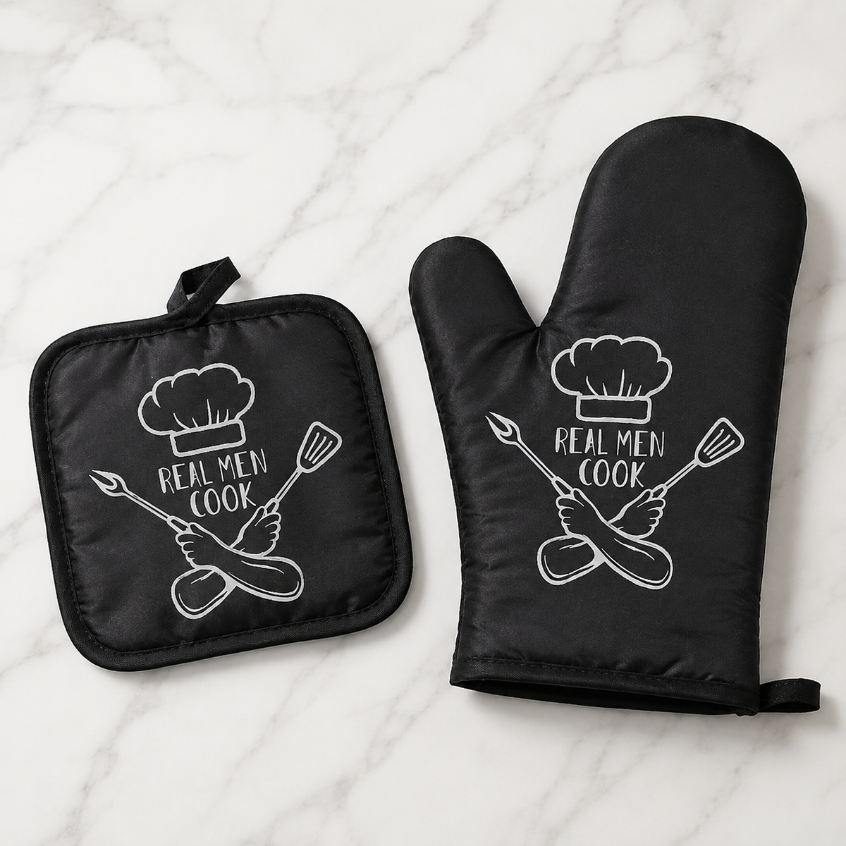 Polyester Oven Mitt Set – 2-Piece Heat-Resistant Kitchen Gloves