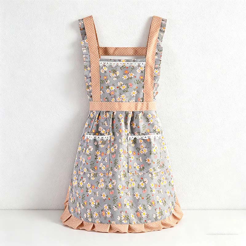 Floral Princess Apron – Vintage Lace Kitchen Apron for Cooking & Baking