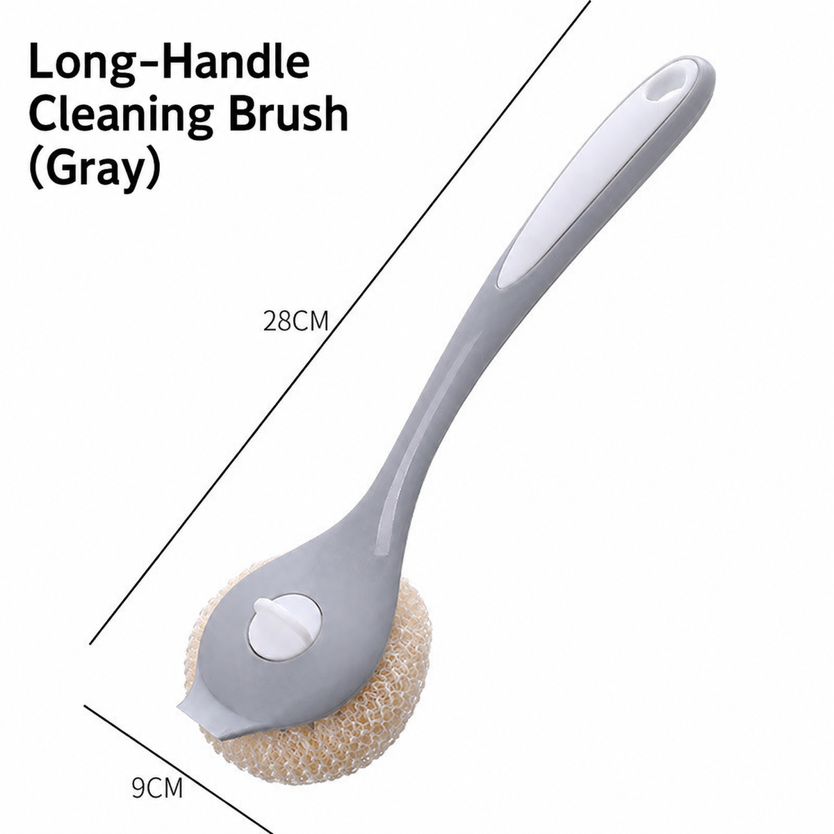 Long Handle Cleaning Brush – PP Dish Scrubber with Round Scouring Head