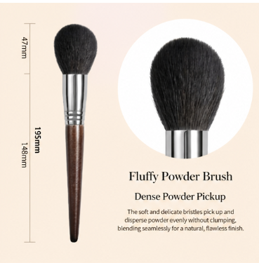 Professional Makeup Brush Set – Soft Wool Powder Brush, Blush Brush, Highlight Brush & Foundation Brush with Wooden Handle