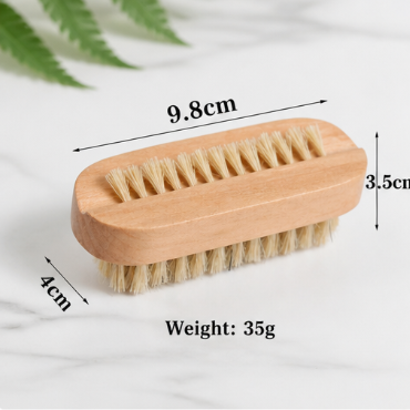 Natural Wooden Pig Bristle Nail Cleaning Brush Exfoliating Hand Scrub Brush Soft Bristle Hand Wash Brush