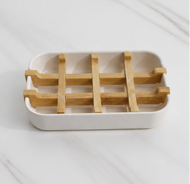 Bamboo Fiber Soap Dish with Drainage Design – Detachable, Easy-Clean, Moisture-Proof Travel Soap Holder